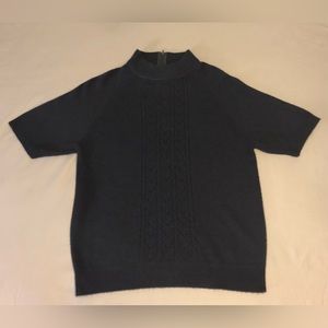 Koret Vintage Acrylic Dark Navy Blue Short Sleeve Sweater Size Small